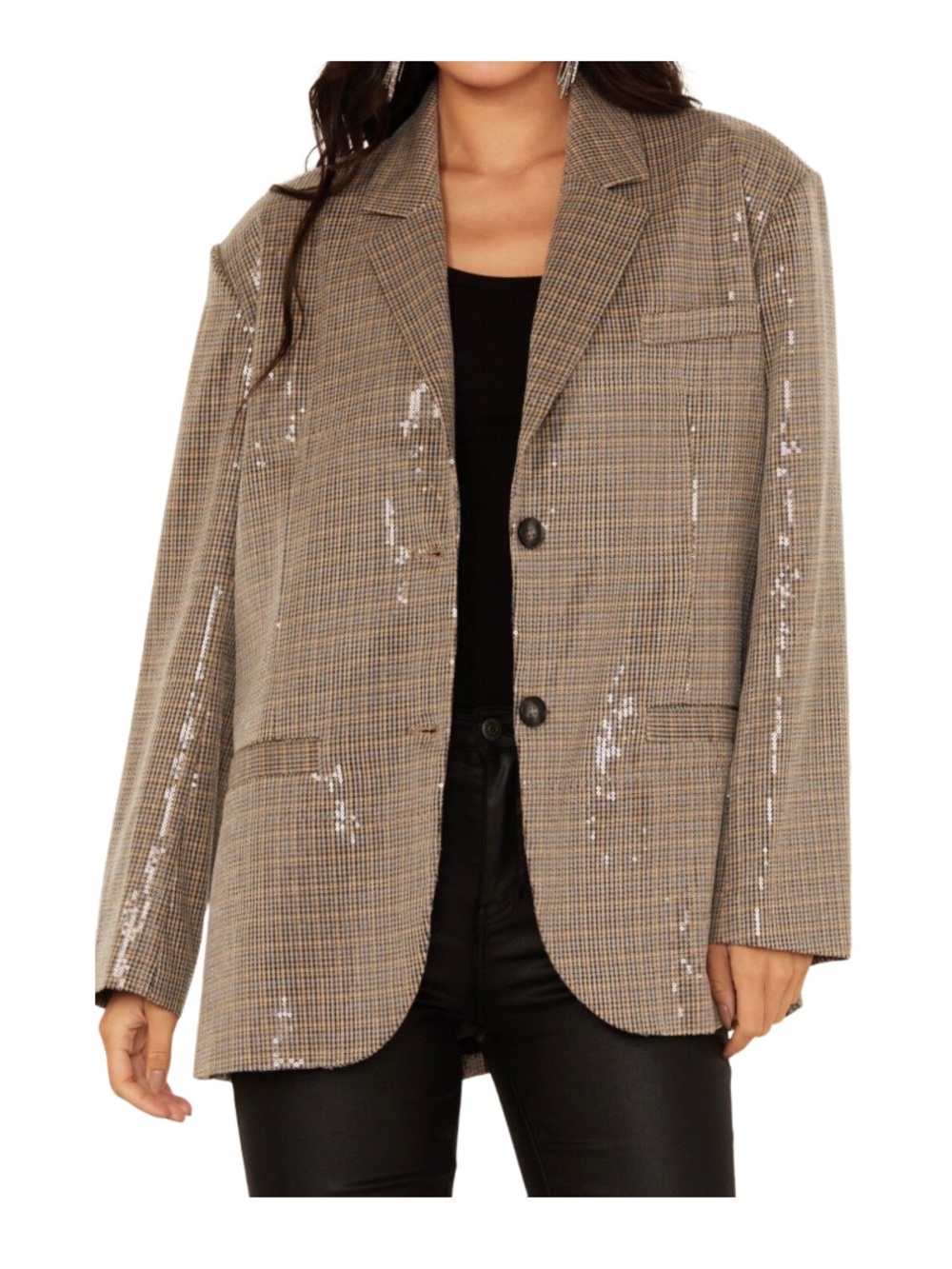 Woman’s Size Large Mystree Shiny Oversized Blazer